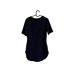 Women's Black Textured Mini Dress Spring Summer LBD Neutral Beachy | Size L